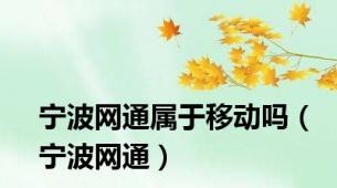 宁波网通属于移动吗（宁波网通）