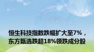 恒生科技指数跌幅扩大至7%，东方甄选跌超18%领跌成分股