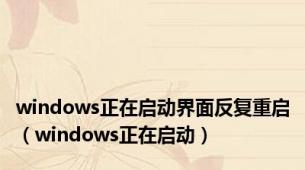 windows正在启动界面反复重启（windows正在启动）