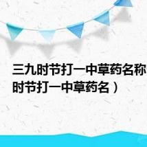 三九时节打一中草药名称（三九时节打一中草药名）