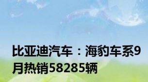 比亚迪汽车：海豹车系9月热销58285辆