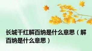 长城干红解百纳是什么意思（解百纳是什么意思）