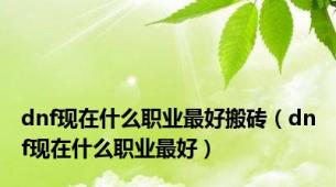 dnf现在什么职业最好搬砖（dnf现在什么职业最好）