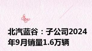 北汽蓝谷：子公司2024年9月销量1.6万辆