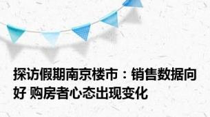 探访假期南京楼市：销售数据向好 购房者心态出现变化