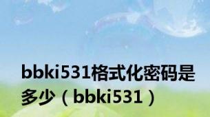 bbki531格式化密码是多少（bbki531）