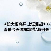 A股大幅高开 上证涨超10%：“从没像今天这样期待A股开盘”