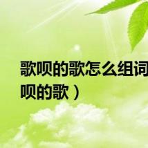 歌呗的歌怎么组词（歌呗的歌）