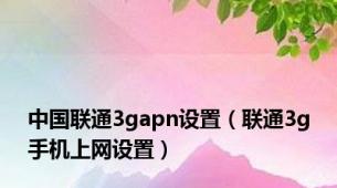 中国联通3gapn设置（联通3g手机上网设置）