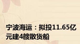 宁波海运：拟投11.65亿元建4艘散货船