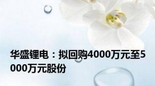 华盛锂电：拟回购4000万元至5000万元股份