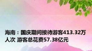 海南：国庆期间接待游客413.32万人次 游客总花费57.38亿元