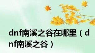 dnf南溪之谷在哪里（dnf南溪之谷）