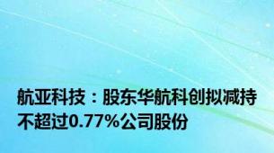 航亚科技：股东华航科创拟减持不超过0.77%公司股份