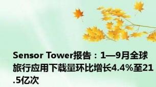 Sensor Tower报告：1—9月全球旅行应用下载量环比增长4.4%至21.5亿次