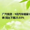 广汽集团：9月汽车销量18.26万辆 同比下降25.03%