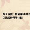 西子洁能：拟回购5000万元至1亿元股份用于注销