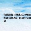 牧原股份：预计2024年前三季度净利润100亿元–110亿元 同比扭亏为盈