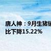 唐人神：9月生猪销量同比下降15.22%