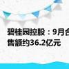 碧桂园控股：9月合同销售额约36.2亿元