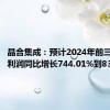 晶合集成：预计2024年前三季度净利润同比增长744.01%到837.79%