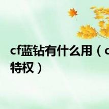 cf蓝钻有什么用（cf蓝钻特权）