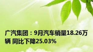 广汽集团：9月汽车销量18.26万辆 同比下降25.03%