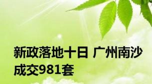 新政落地十日 广州南沙成交981套