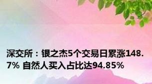 深交所：银之杰5个交易日累涨148.7% 自然人买入占比达94.85%