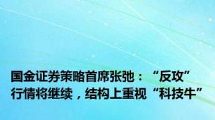 国金证券策略首席张弛：“反攻”行情将继续，结构上重视“科技牛”