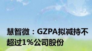 慧智微：GZPA拟减持不超过1%公司股份