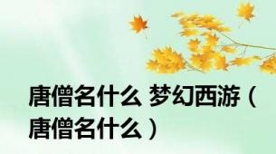 唐僧名什么 梦幻西游（唐僧名什么）