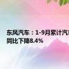 东风汽车：1-9月累计汽车销量同比下降8.4%