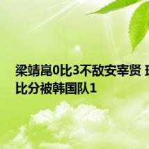 梁靖崑0比3不敌安宰贤 球队大比分被韩国队1