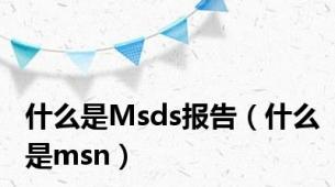 什么是Msds报告（什么是msn）