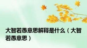 大智若愚意思解释是什么（大智若愚意思）