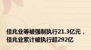 佳兆业等被强制执行21.3亿元，佳兆业累计被执行超292亿