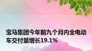 宝马集团今年前九个月内全电动车交付量增长19.1%