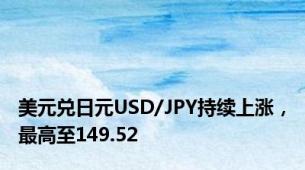 美元兑日元USD/JPY持续上涨，最高至149.52