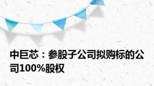 中巨芯：参股子公司拟购标的公司100%股权