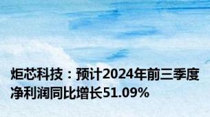 炬芯科技：预计2024年前三季度净利润同比增长51.09%