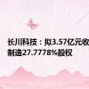 长川科技：拟3.57亿元收购长川制造27.7778%股权