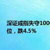 深证成指失守10000点位，跌4.5%