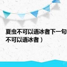 夏虫不可以语冰者下一句（夏虫不可以语冰者）