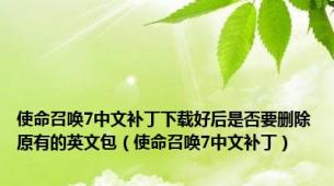 使命召唤7中文补丁下载好后是否要删除原有的英文包（使命召唤7中文补丁）