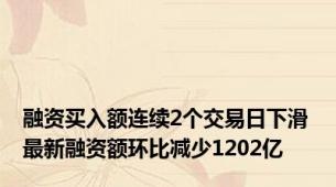 融资买入额连续2个交易日下滑 最新融资额环比减少1202亿