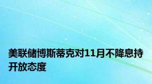 美联储博斯蒂克对11月不降息持开放态度