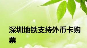 深圳地铁支持外币卡购票