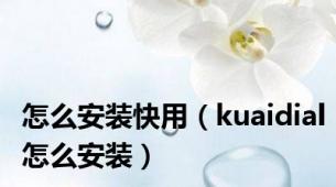 怎么安装快用（kuaidial怎么安装）