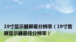 19寸显示器屏幕分辨率（19寸宽屏显示器最佳分辨率）